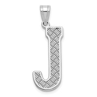 Sterling Silver Rhodium-plated Letter J Initial Pendant view 1