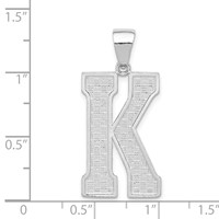 Sterling Silver Rhodium-plated Letter K Initial Pendant view 4