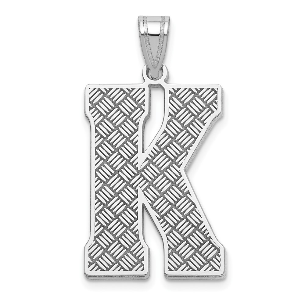Sterling Silver Rhodium-plated Letter K Initial Pendant