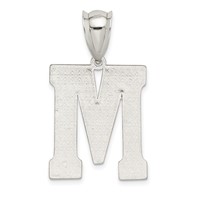 Sterling Silver Rhodium-plated Letter M Initial Pendant view 3