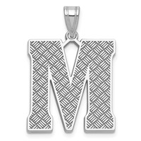Sterling Silver Rhodium-plated Letter M Initial Pendant view 1