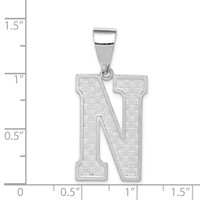 Sterling Silver Rhodium-plated Letter N Initial Pendant view 4