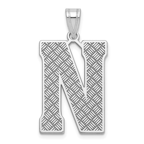 Sterling Silver Rhodium-plated Letter N Initial Pendant