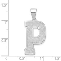 Sterling Silver Rhodium-plated Letter P Initial Pendant view 4