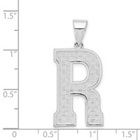 Sterling Silver Rhodium-plated Letter R Initial Pendant view 4