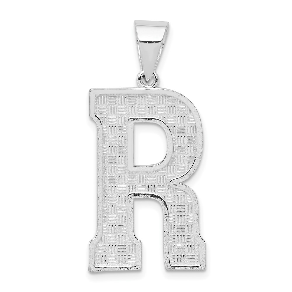 Sterling Silver Rhodium-plated Letter R Initial Pendant (QC2766R)