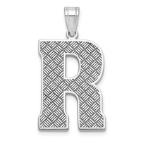 Sterling Silver Rhodium-plated Letter R Initial Pendant view 1