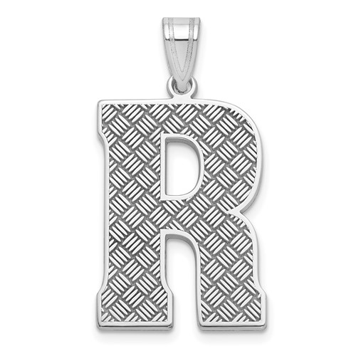 Sterling Silver Rhodium-plated Letter R Initial Pendant