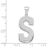Sterling Silver Rhodium-plated Letter S Initial Pendant view 4
