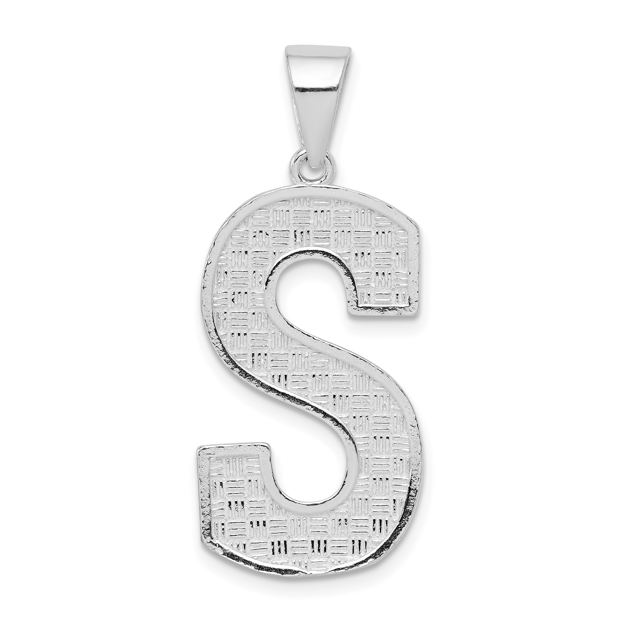 Sterling Silver Rhodium-plated Letter S Initial Pendant (QC2766S)