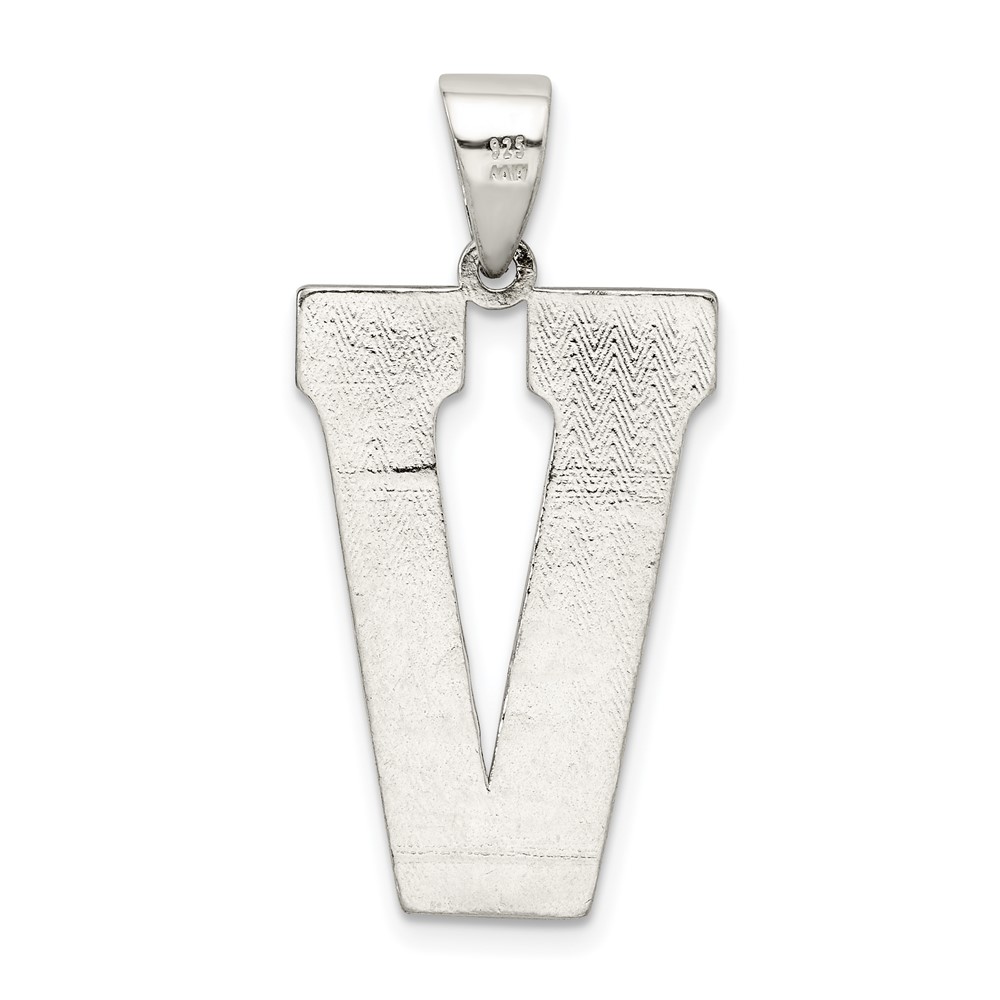 Sterling Silver Rhodium-plated Letter V Initial Pendant (QC2766V)