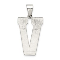 Sterling Silver Rhodium-plated Letter V Initial Pendant view 3