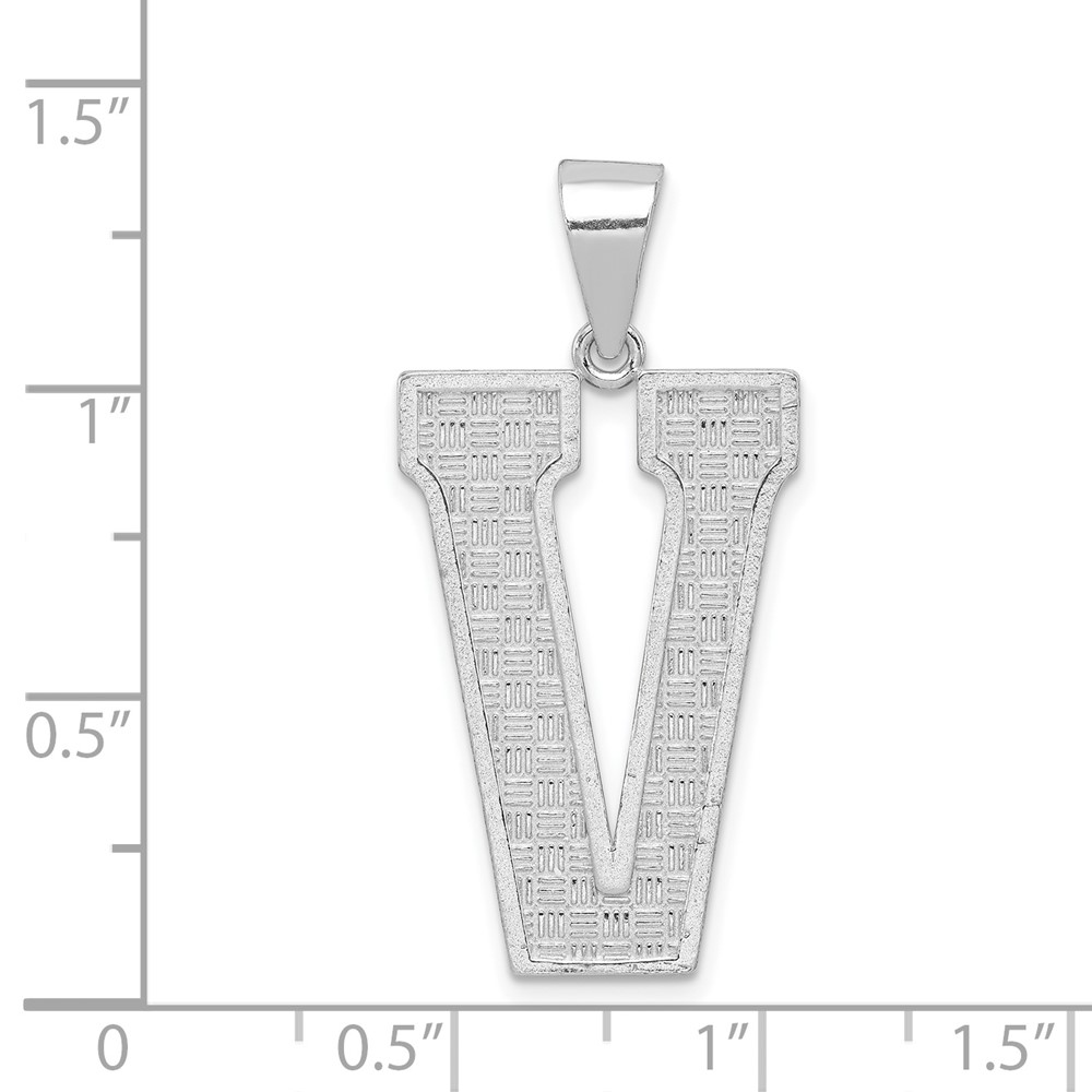 Sterling Silver Rhodium-plated Letter V Initial Pendant (QC2766V)