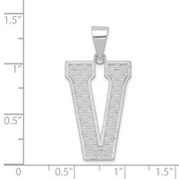 Sterling Silver Rhodium-plated Letter V Initial Pendant view 4