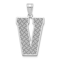 Sterling Silver Rhodium-plated Letter V Initial Pendant view 1