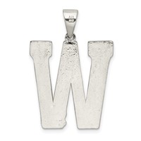 Sterling Silver Rhodium-plated Letter W Initial Pendant view 3