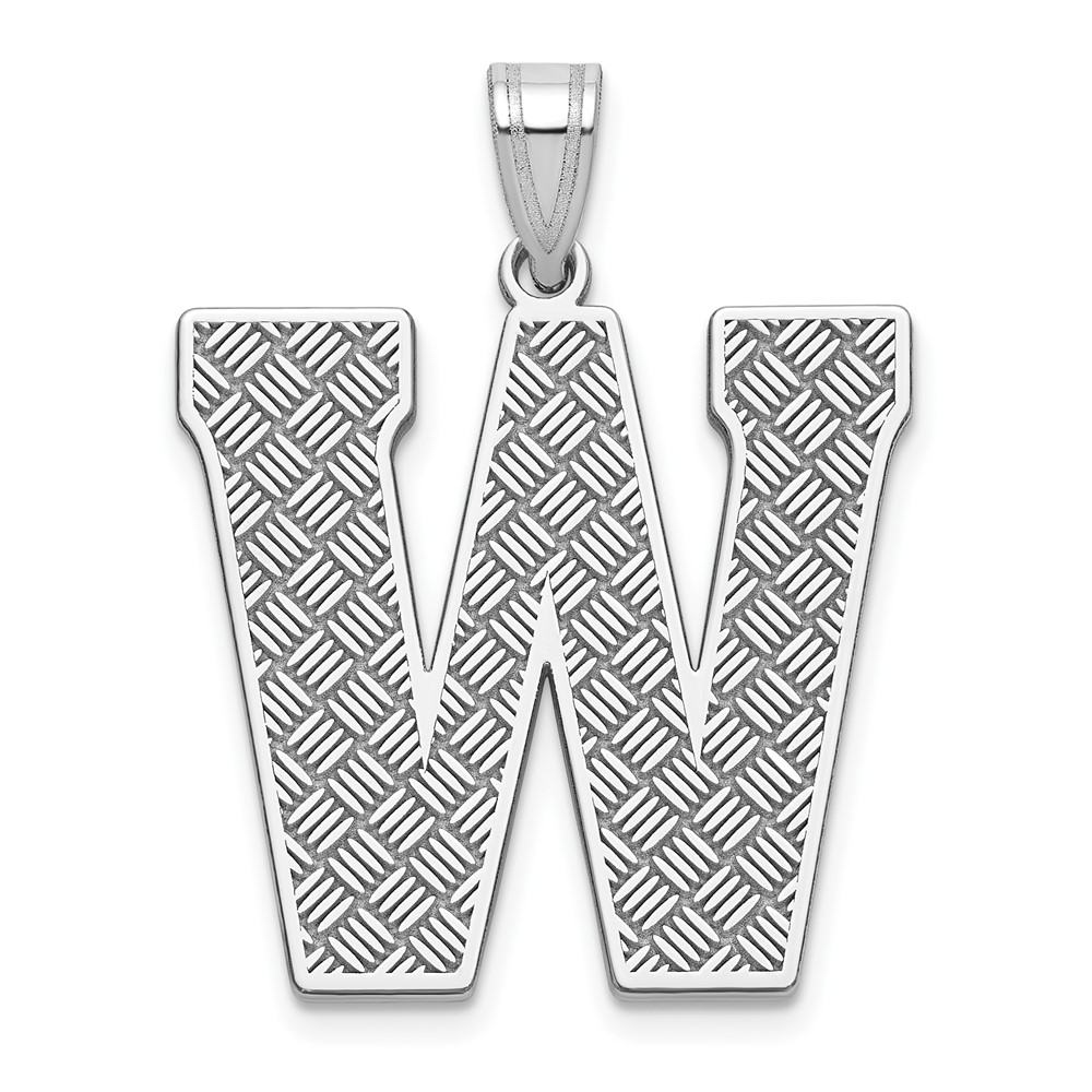 Sterling Silver Rhodium-plated Letter W Initial Pendant (QC2766W)