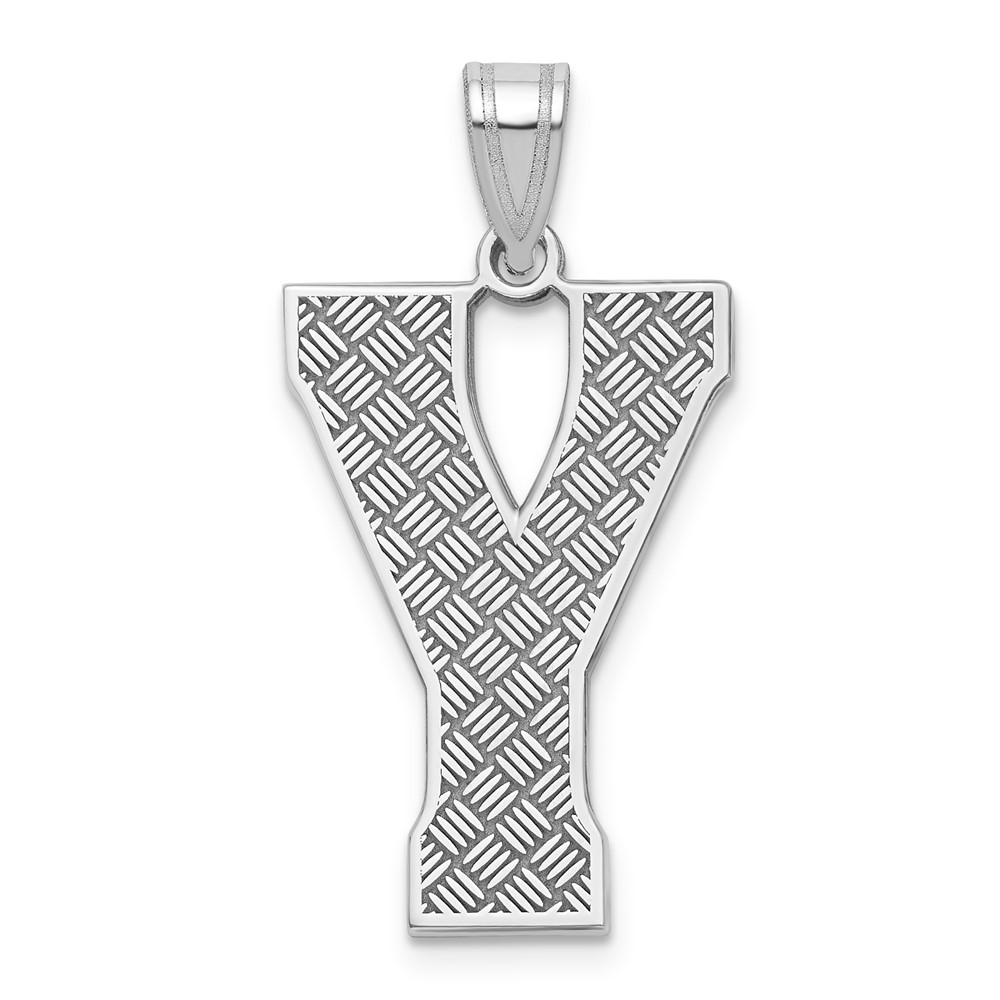 Sterling Silver Rhodium-plated Letter Y Initial Pendant (QC2766Y)