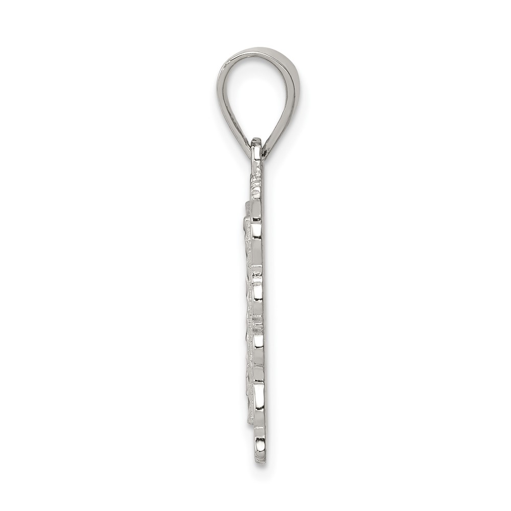 Sterling Silver Square Diamond-cut Letter A Initial Pendant (QC2770A)