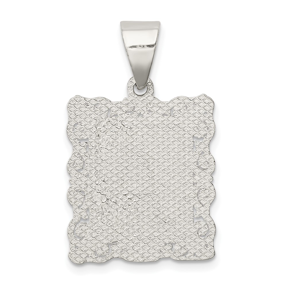 Sterling Silver Square Diamond-cut Letter A Initial Pendant (QC2770A)