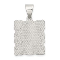Sterling Silver Square Diamond-cut Letter a Initial Pendant view 3