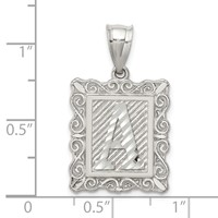 Sterling Silver Square Diamond-cut Letter a Initial Pendant view 4