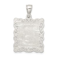 Sterling Silver Square Diamond-cut Letter B Initial Pendant view 4