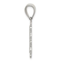 Sterling Silver Square Diamond-cut Letter C Initial Pendant view 2
