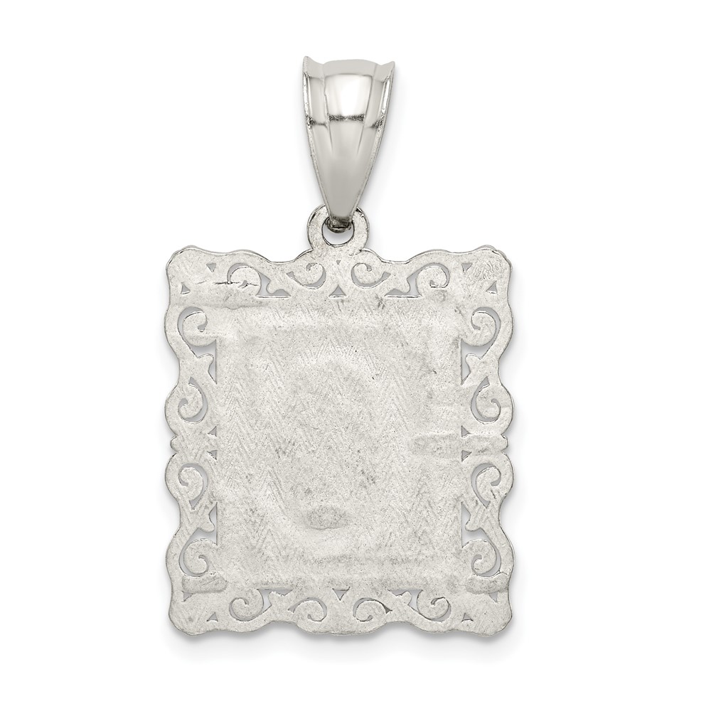 Sterling Silver Square Diamond-cut Letter C Initial Pendant (QC2770C)
