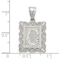 Sterling Silver Square Diamond-cut Letter C Initial Pendant view 3
