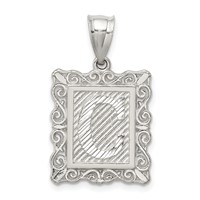 Sterling Silver Square Diamond-cut Letter C Initial Pendant view 1