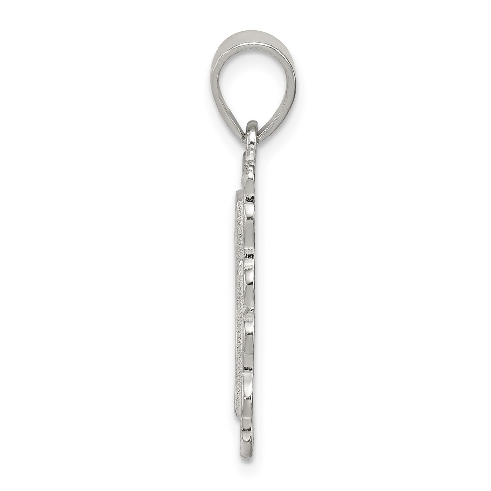 Sterling Silver Square Diamond-cut Letter D Initial Pendant (QC2770D)