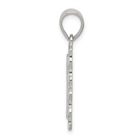 Sterling Silver Square Diamond-cut Letter D Initial Pendant view 2