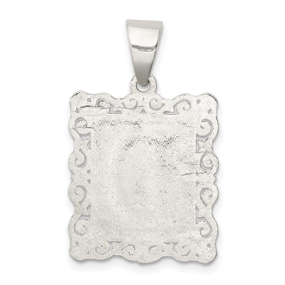 Sterling Silver Square Diamond-cut Letter D Initial Pendant (QC2770D)
