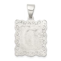 Sterling Silver Square Diamond-cut Letter D Initial Pendant view 4