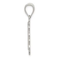 Sterling Silver Square Diamond-cut Letter E Initial Pendant view 2