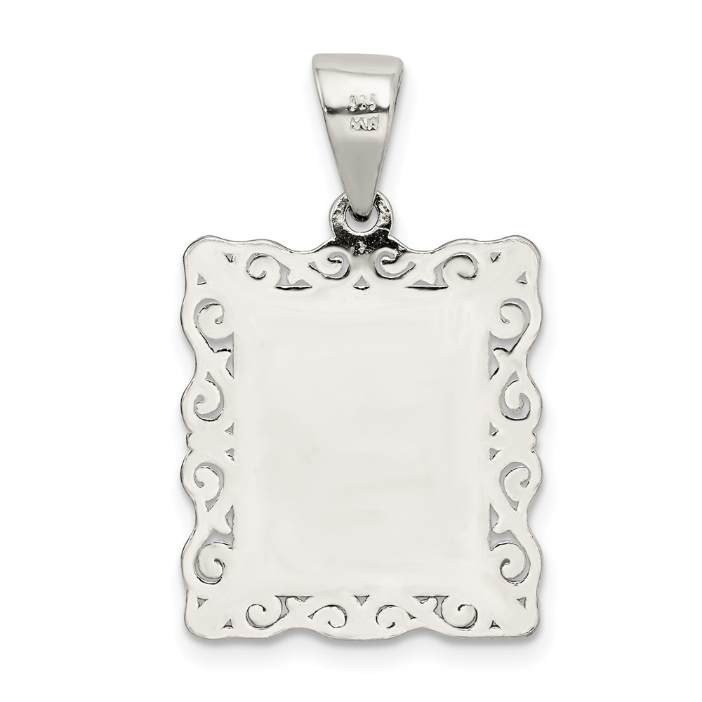 Sterling Silver Square Diamond-cut Letter E Initial Pendant (QC2770E)