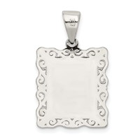 Sterling Silver Square Diamond-cut Letter E Initial Pendant view 3