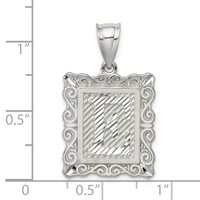 Sterling Silver Square Diamond-cut Letter E Initial Pendant view 4