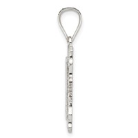 Sterling Silver Square Diamond-cut Letter F Initial Pendant view 2
