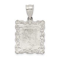Sterling Silver Square Diamond-cut Letter F Initial Pendant view 3