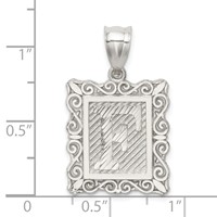 Sterling Silver Square Diamond-cut Letter F Initial Pendant view 4