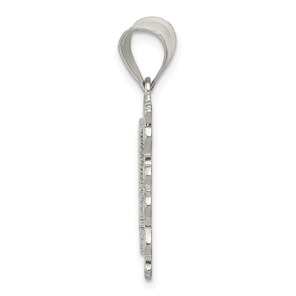 Sterling Silver Square Diamond-cut Letter G Initial Pendant (QC2770G)