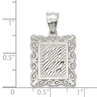Sterling Silver Square Diamond-cut Letter G Initial Pendant view 4