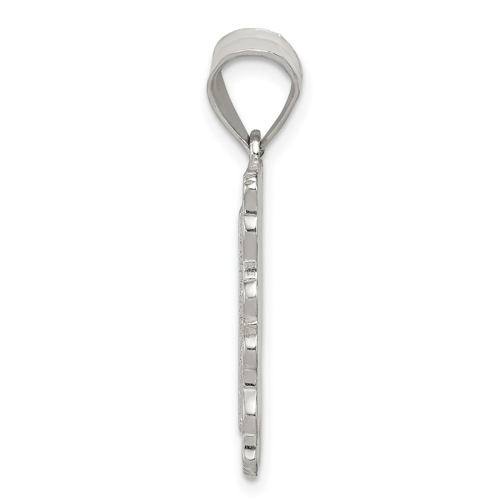 Sterling Silver Square Diamond-cut Letter H Initial Pendant (QC2770H)