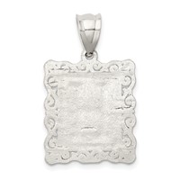 Sterling Silver Square Diamond-cut Letter H Initial Pendant view 4
