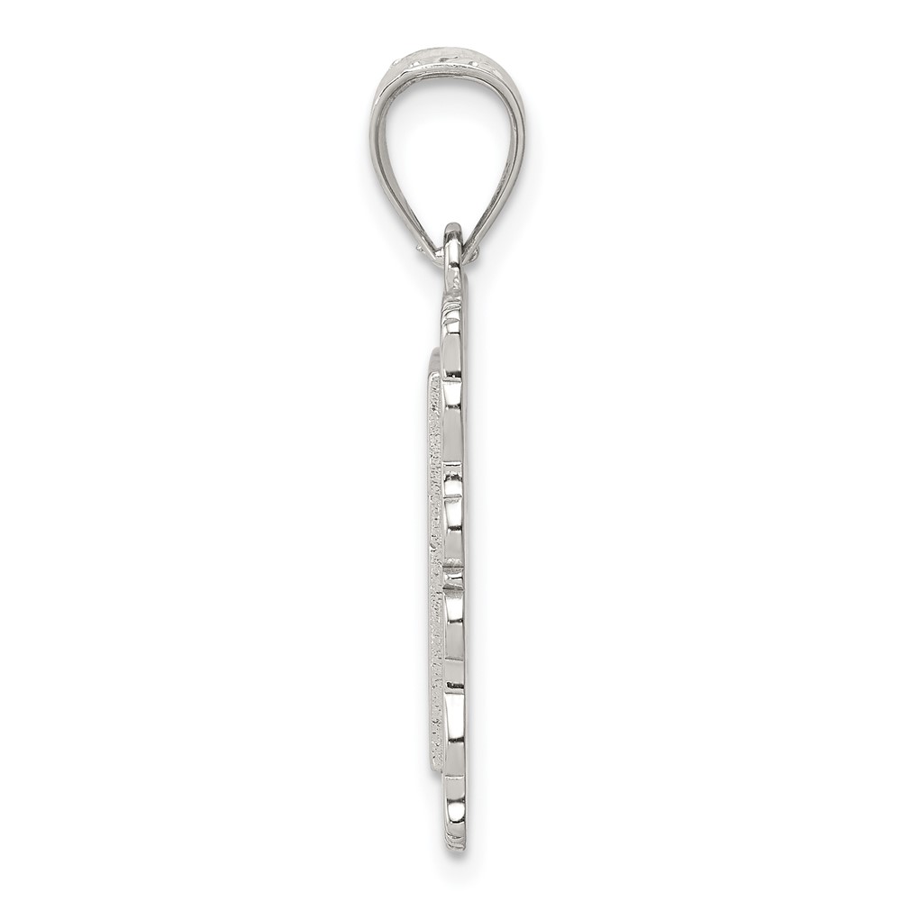 Sterling Silver Square Diamond-cut Letter I Initial Pendant (QC2770I)