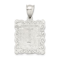 Sterling Silver Square Diamond-cut Letter I Initial Pendant view 3