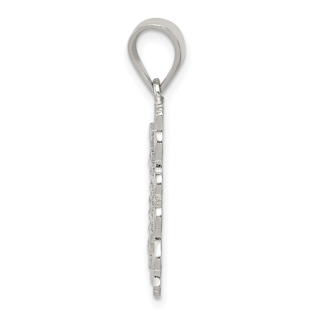Sterling Silver Square Diamond-cut Letter J Initial Pendant (QC2770J)