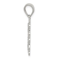 Sterling Silver Square Diamond-cut Letter J Initial Pendant view 2
